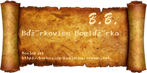 Bárkovics Boglárka névjegykártya